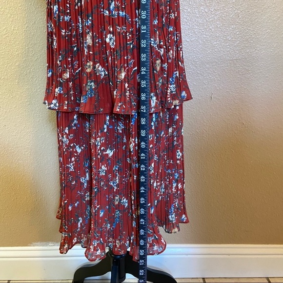 NWOT Lulus Such Sophistication Rust Red Floral Print Pleated Maxi Dress - Picture 7 of 16